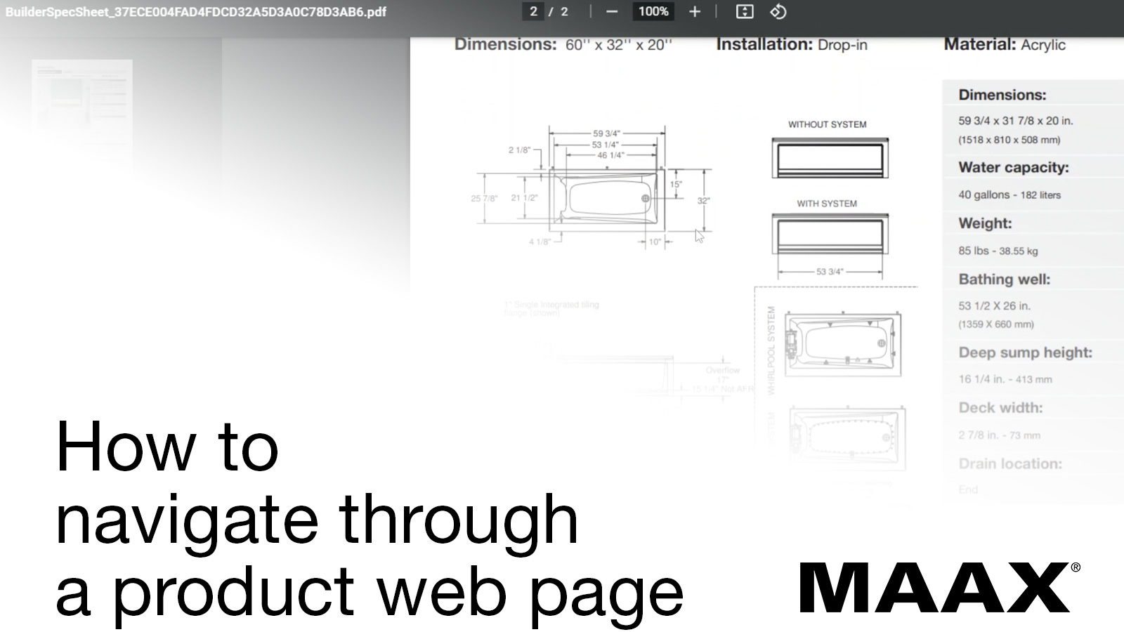 How to navigate through a product web page: MAAX How to navigate through a product web page: MAAX