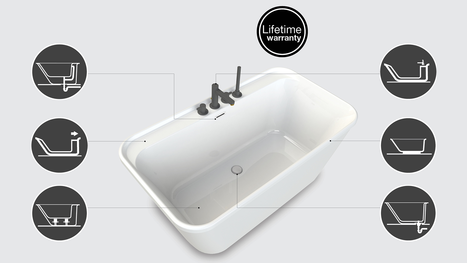 MAAX two piece freestanding bathtub design features
